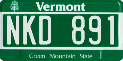 VT license plate NKD891