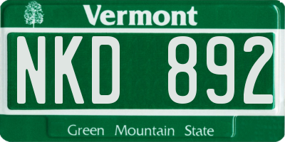 VT license plate NKD892