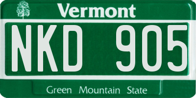 VT license plate NKD905