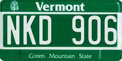 VT license plate NKD906