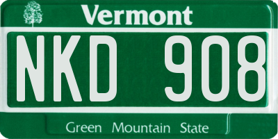 VT license plate NKD908
