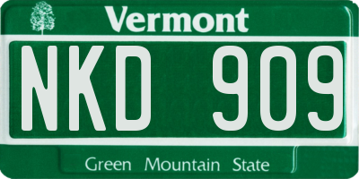 VT license plate NKD909