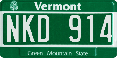 VT license plate NKD914