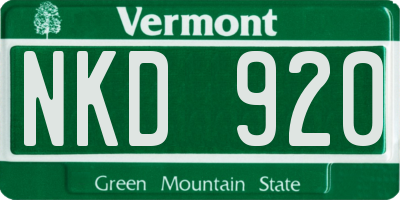 VT license plate NKD920