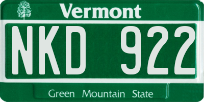 VT license plate NKD922