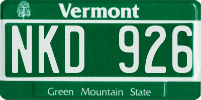 VT license plate NKD926