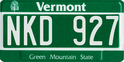 VT license plate NKD927