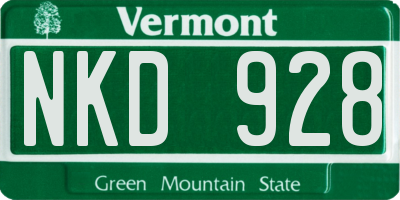 VT license plate NKD928