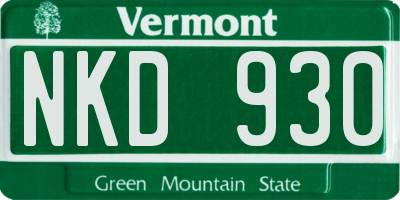 VT license plate NKD930