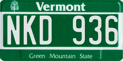 VT license plate NKD936