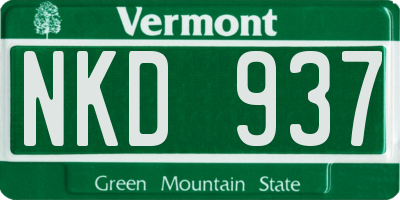 VT license plate NKD937