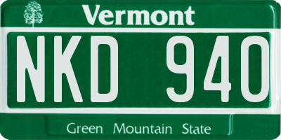 VT license plate NKD940