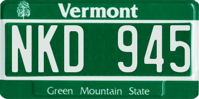 VT license plate NKD945