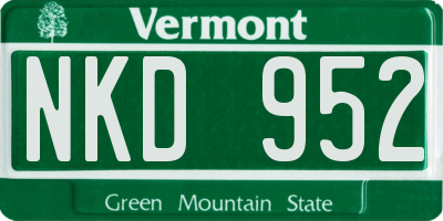 VT license plate NKD952
