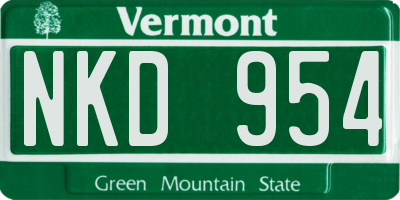 VT license plate NKD954