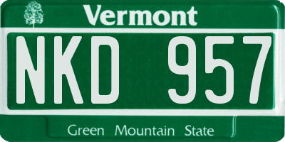 VT license plate NKD957