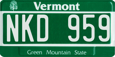 VT license plate NKD959
