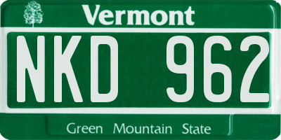 VT license plate NKD962