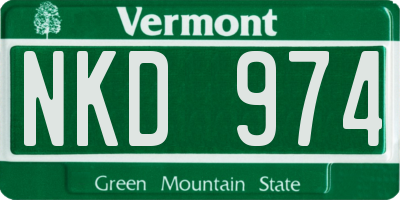 VT license plate NKD974