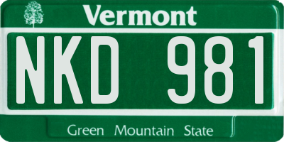 VT license plate NKD981