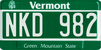 VT license plate NKD982