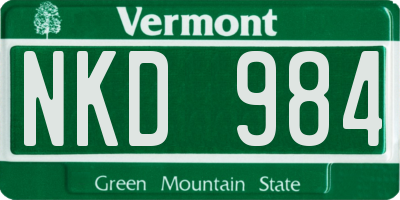 VT license plate NKD984