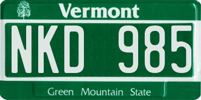 VT license plate NKD985