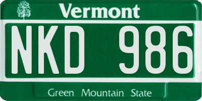 VT license plate NKD986