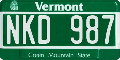 VT license plate NKD987