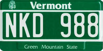 VT license plate NKD988