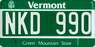 VT license plate NKD990