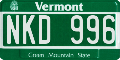 VT license plate NKD996