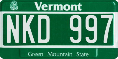 VT license plate NKD997