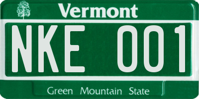VT license plate NKE001