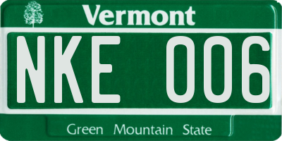 VT license plate NKE006
