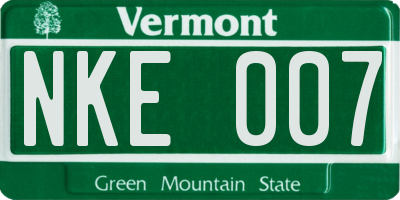 VT license plate NKE007