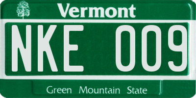 VT license plate NKE009