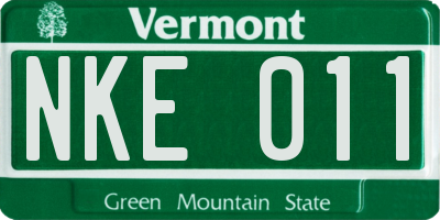 VT license plate NKE011