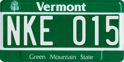VT license plate NKE015