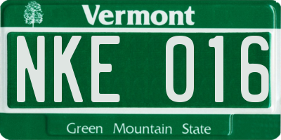 VT license plate NKE016