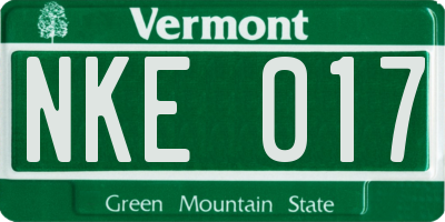 VT license plate NKE017