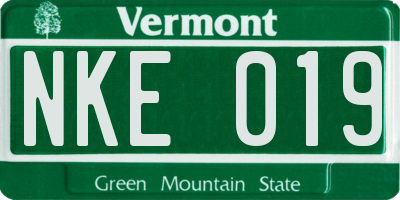 VT license plate NKE019