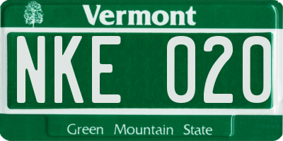VT license plate NKE020