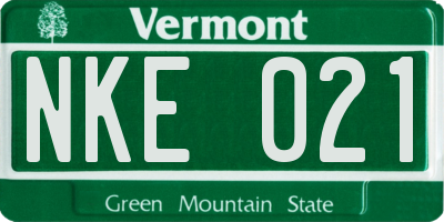 VT license plate NKE021
