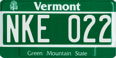 VT license plate NKE022
