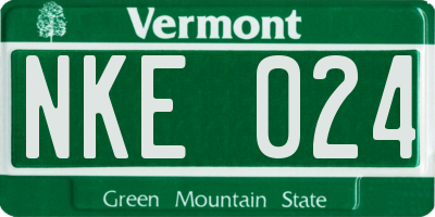 VT license plate NKE024
