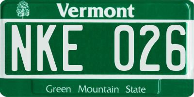VT license plate NKE026