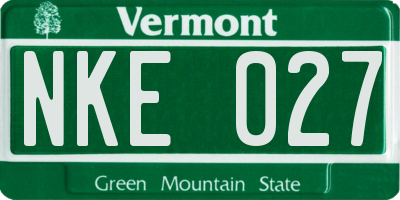 VT license plate NKE027