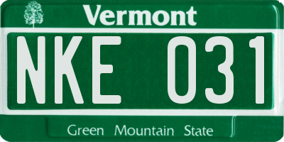 VT license plate NKE031