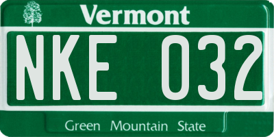 VT license plate NKE032